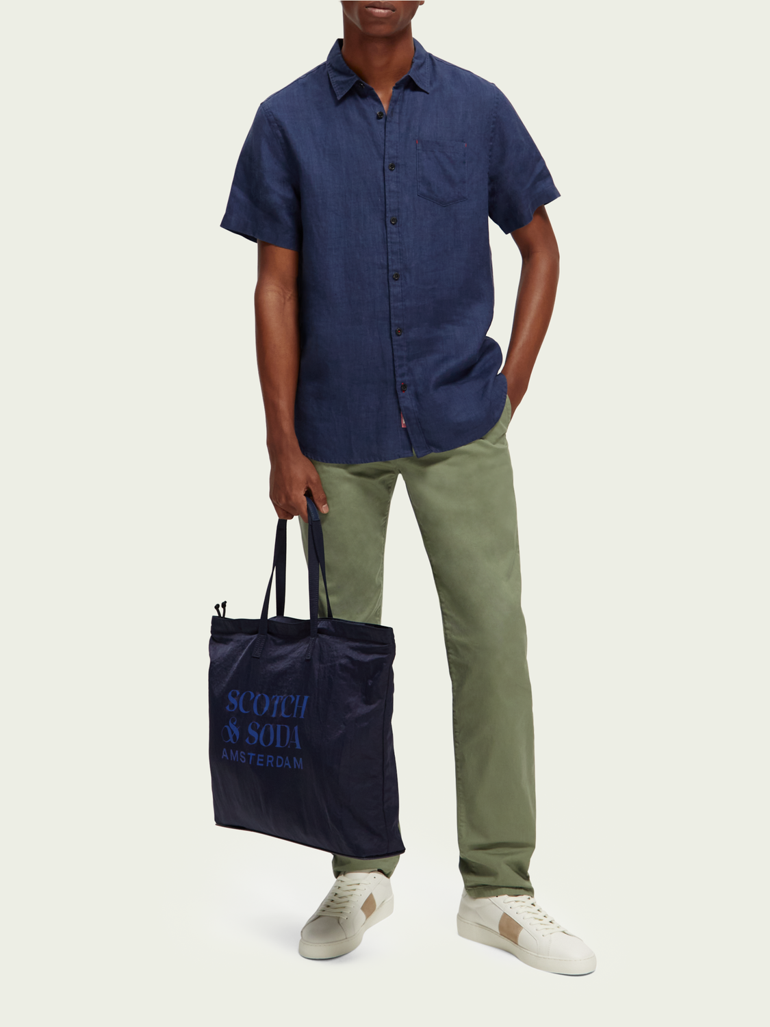 Camisa de manga corta de lino con bolsillo - Scotch & Soda